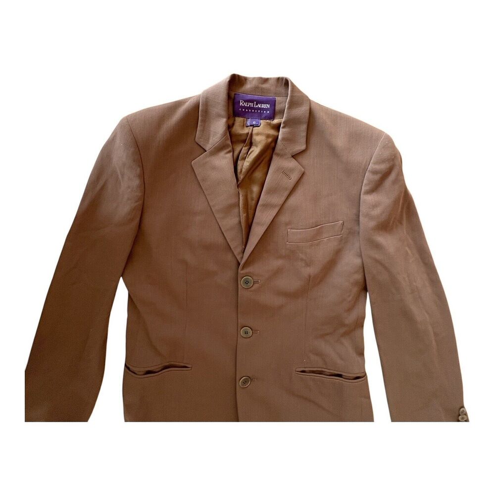 Ralph Lauren Blazer Women's 10 Brown Wool Purple Label Collection Made in USA